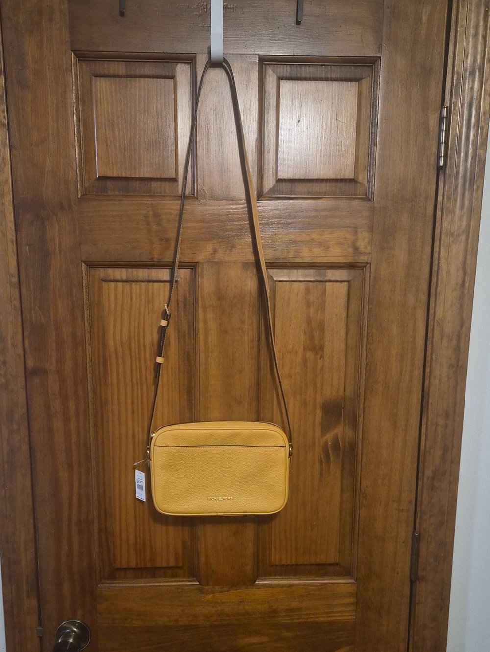 Michael Kors Mustard Yellow Pebbled Leather Crossbody Bag